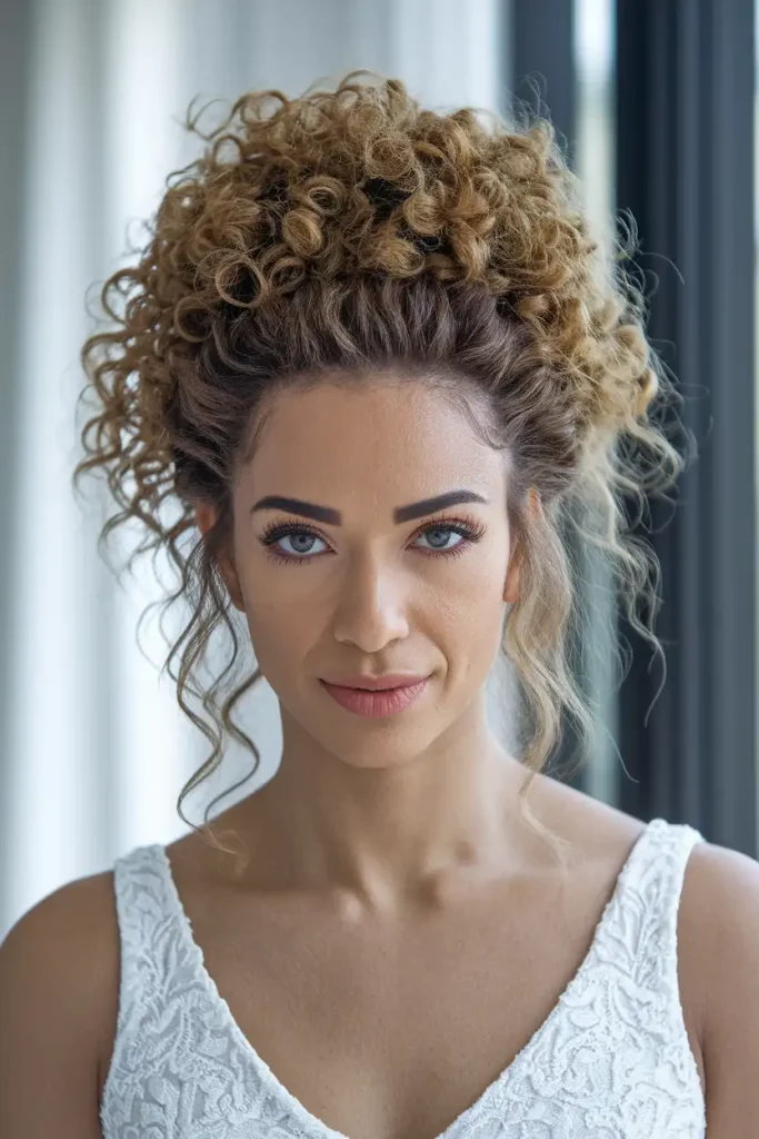 Textured Updo Styles for Naturally Curly Medium Hair
