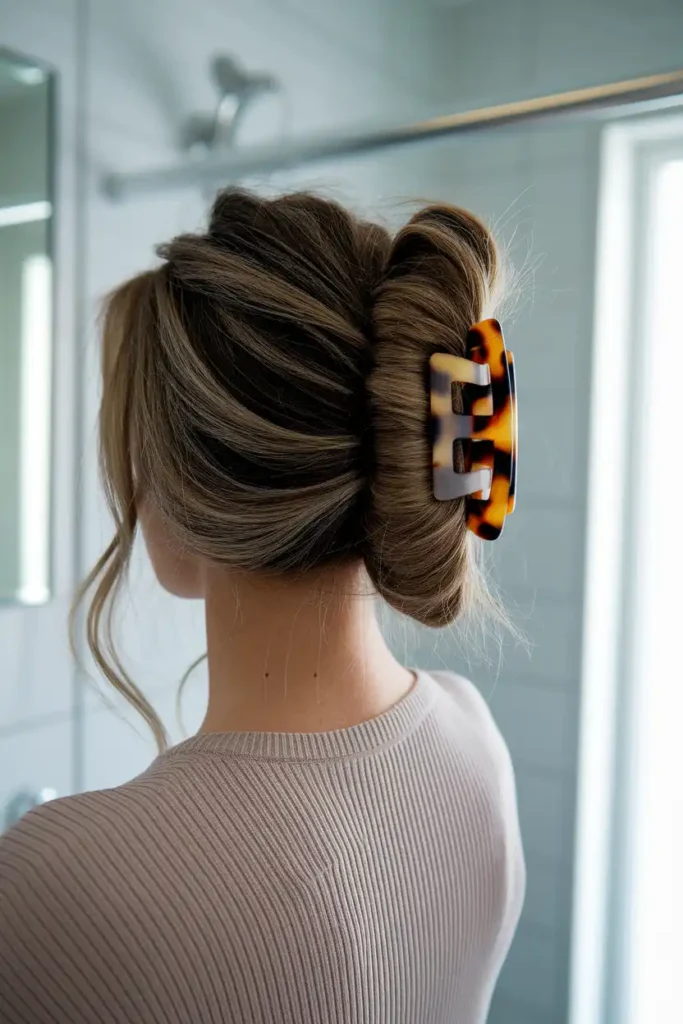 The Claw Clip Updo That Works on Thick Hair