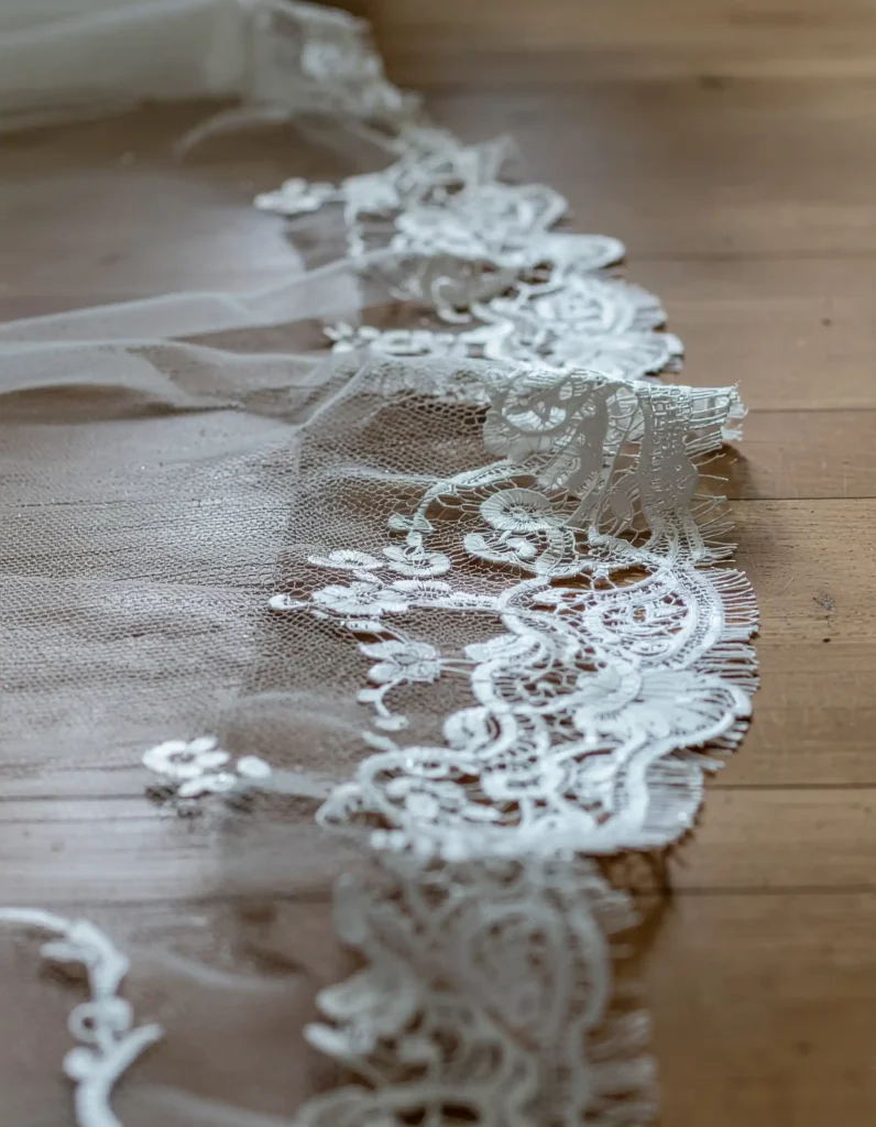 The Detail Shot of a Princess Wedding Dress Hemline