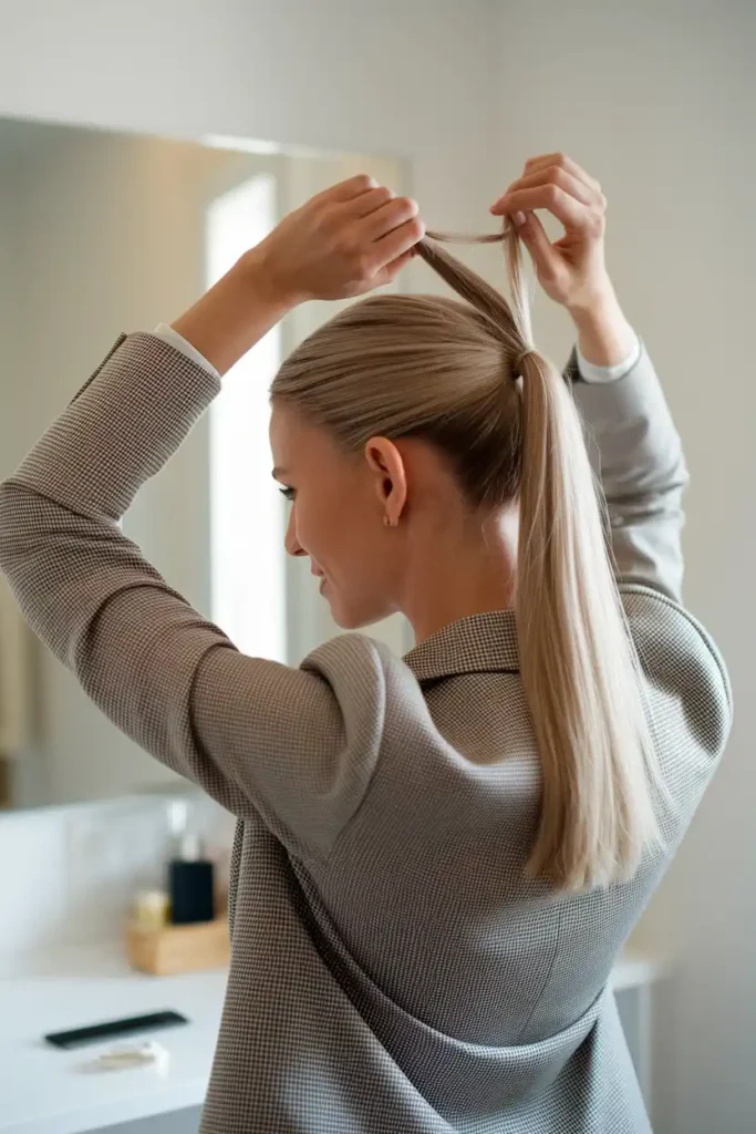 The Sleek Low Ponytail That Takes 90 Seconds