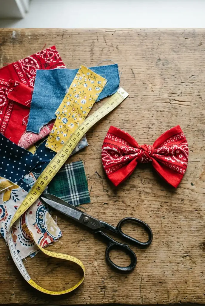 Turning Leftover Fabric Into a No-Waste Bandana Bow