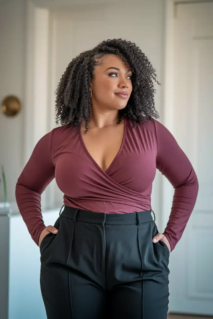V-Neck Tops That Draw the Eye Upward