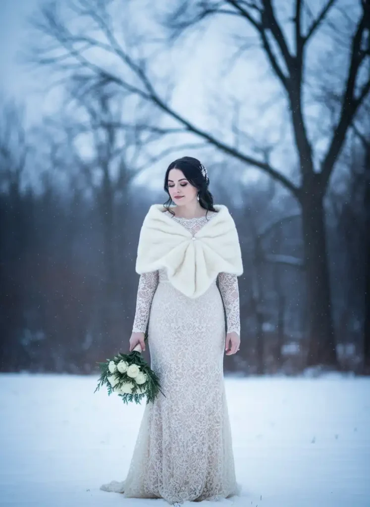 Winter Lace Wedding Dress: Details That Work in the Cold