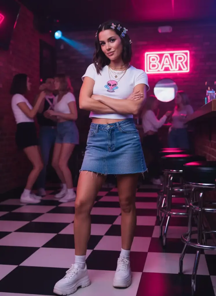 Y2K-Influenced Styling for a Bar Night