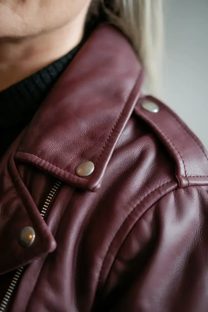 A Chic Wine Leather Jacket That Reads Expensive