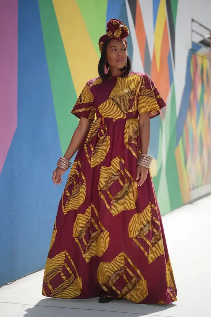 African Print Meets Burgundy for a Bold Statement
