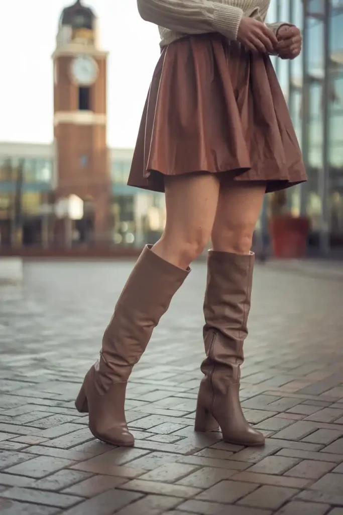 Autumn outfits going out: knee high boots for a night look