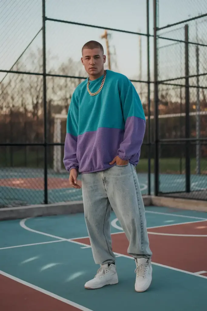 Baggy Denim and Fleece for a 90s Leaning Look