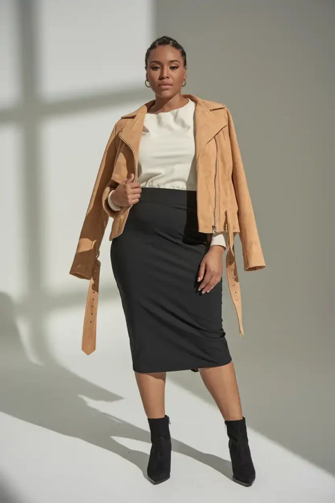 Black Skirt Outfit Ideas for Plus Size Fall Dressing