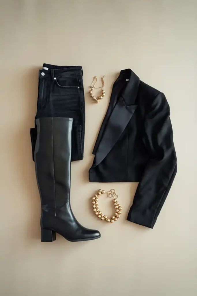 Black boots outfit basics every short legged woman needs