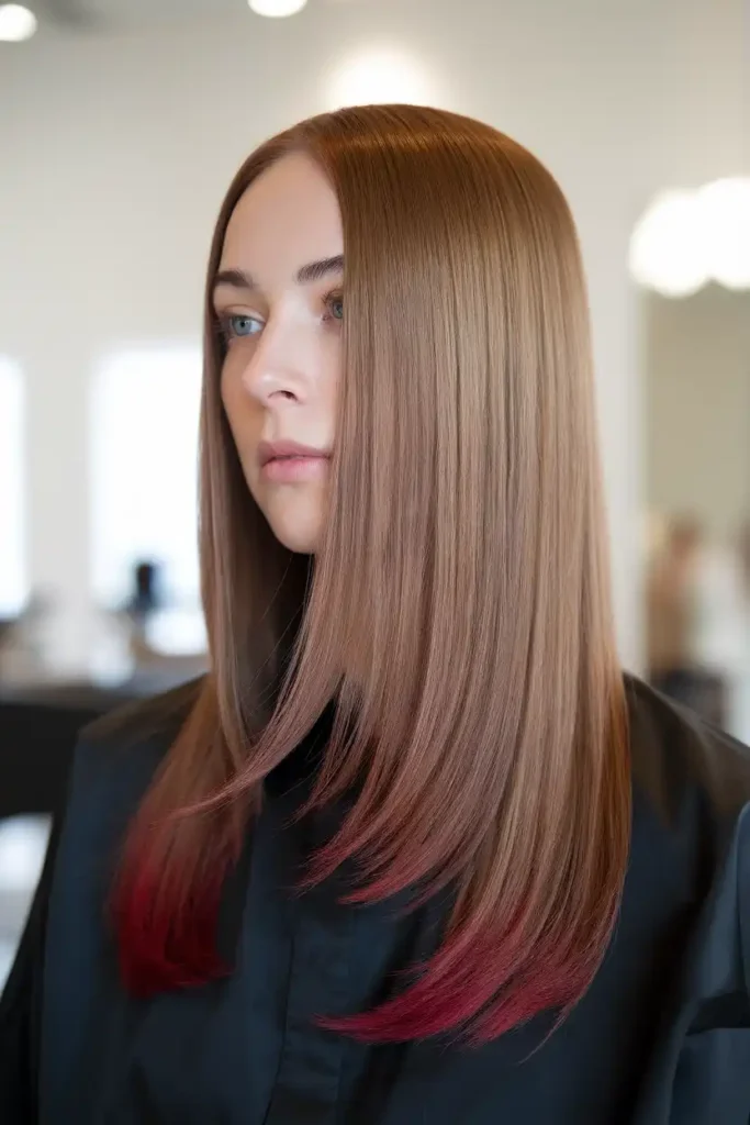Brown Hair With Red Highlights Straight