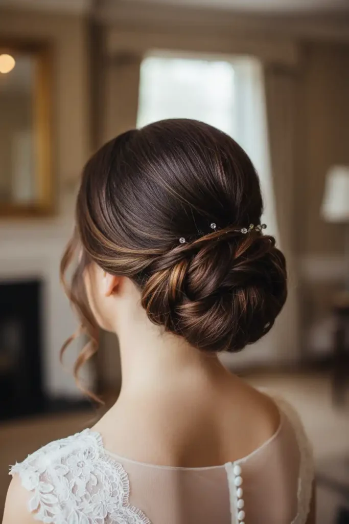 Brunette Low Bun Wedding Ideas That Add Dimension