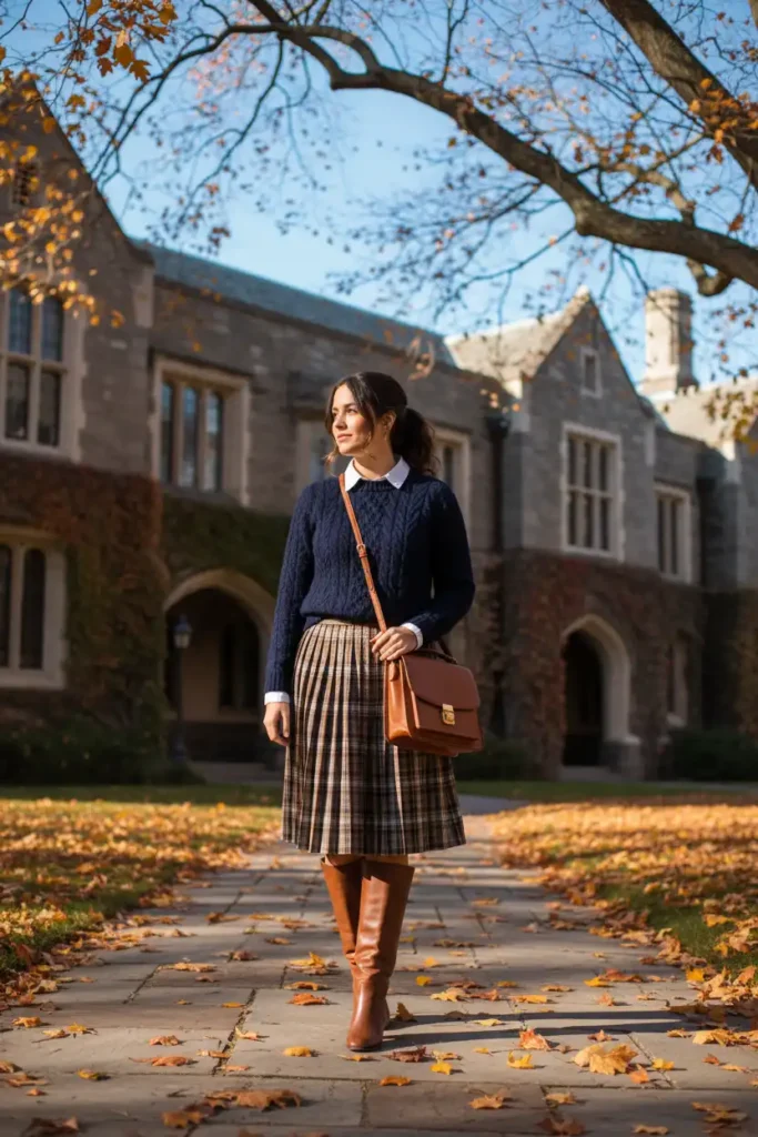 Building a Preppy Fall Outfit Around a Plaid Skirt