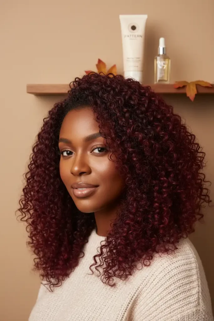 Burgundy curls on Black women: the shades that photograph best