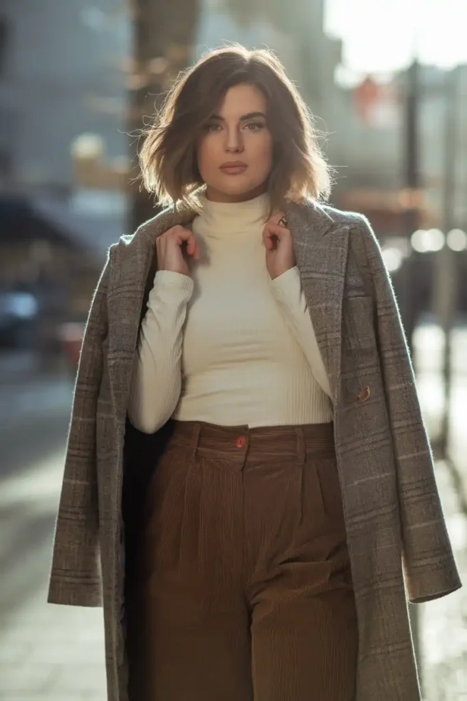 Channel 40s Mode with a Tailored Corduroy Pants Outfit
