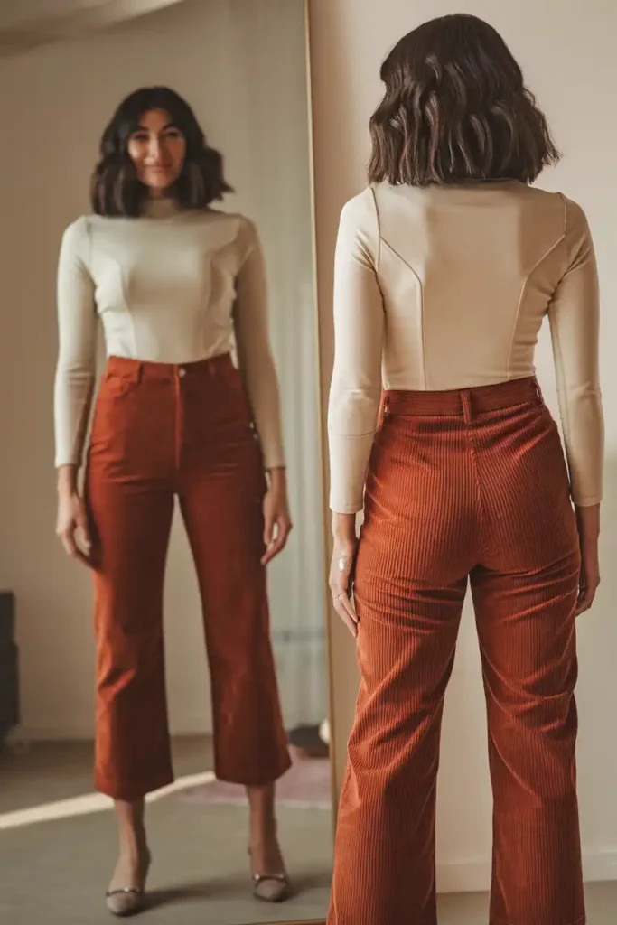 Corduroy Pants Outfit Ideas for Petite Frames