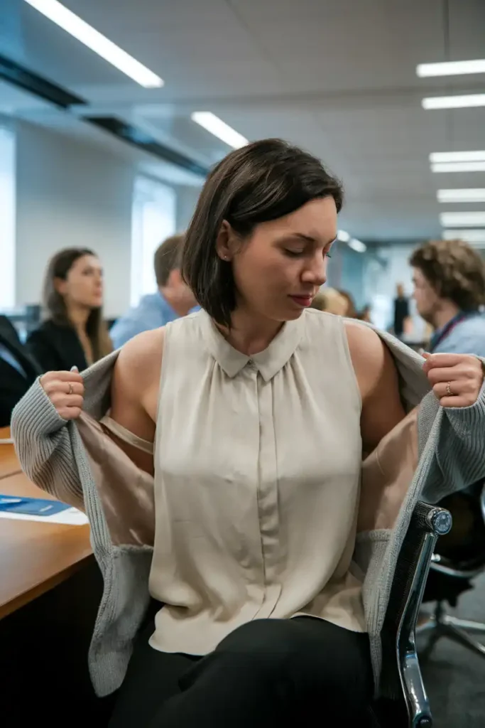 Corporate Chic Layers for Unpredictable Conference Room Temperatures