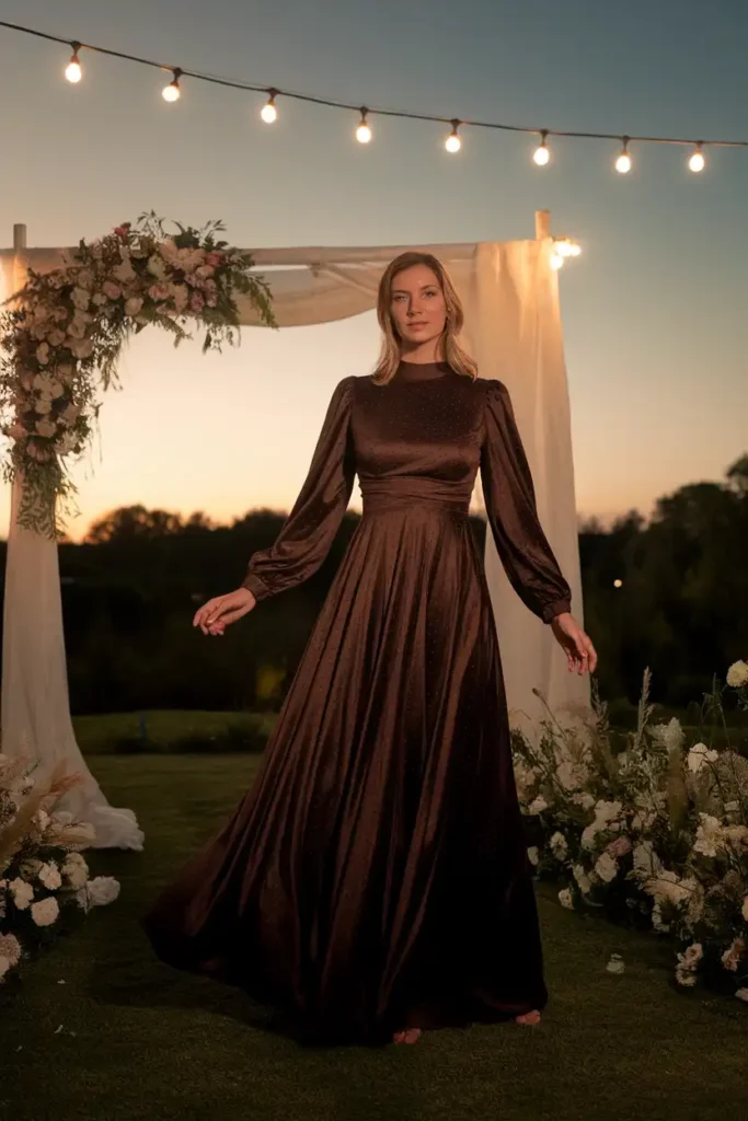 Dark Brown Evening Dresses for Late Afternoon Ceremonies