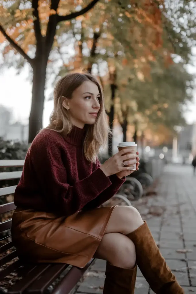 Dark Red and Brown Outfit Combinations for Cozy Days