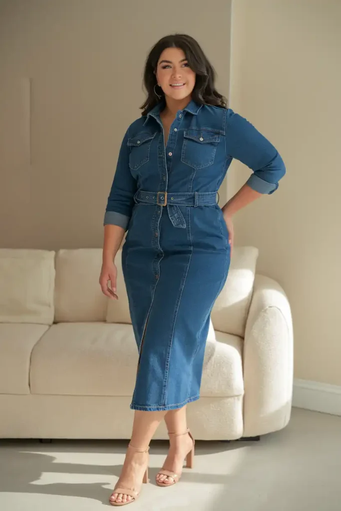 Denim Dress Outfit Ideas for Curvy Figures