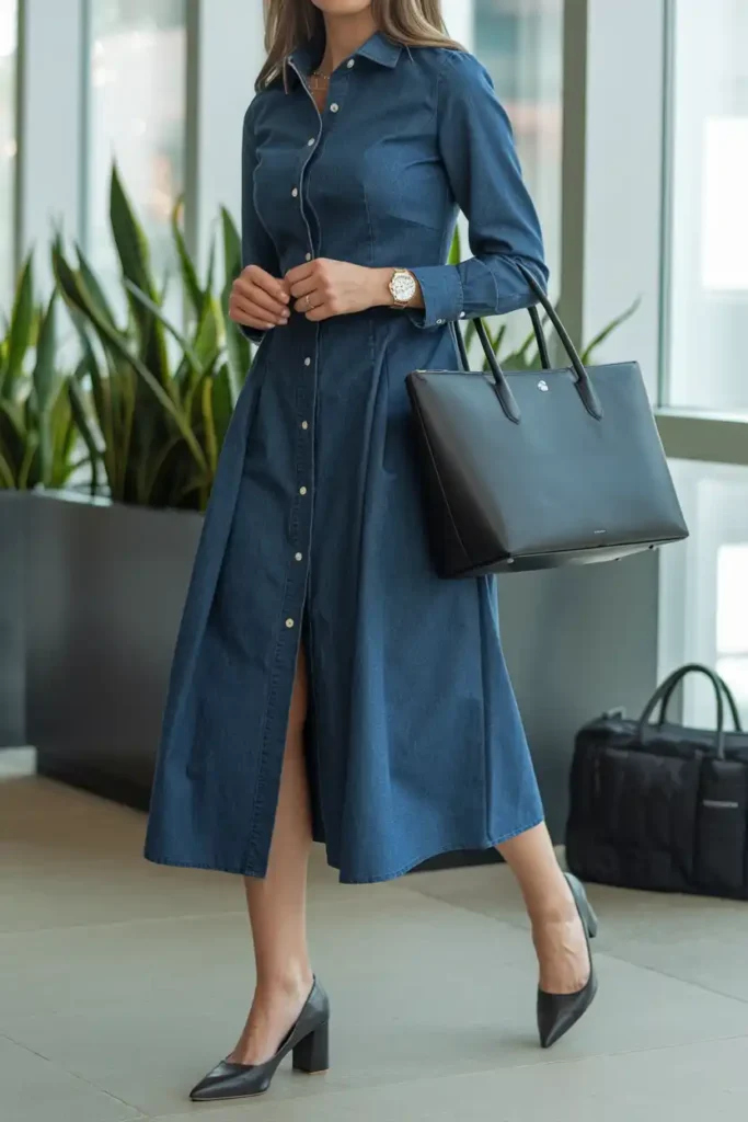 Denim Dress Outfit Ideas for Work