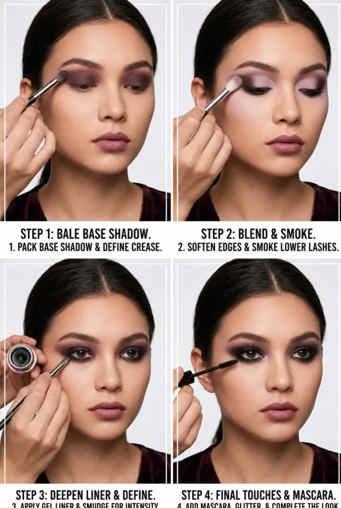 Easy step by step routine for a soft smoky eye