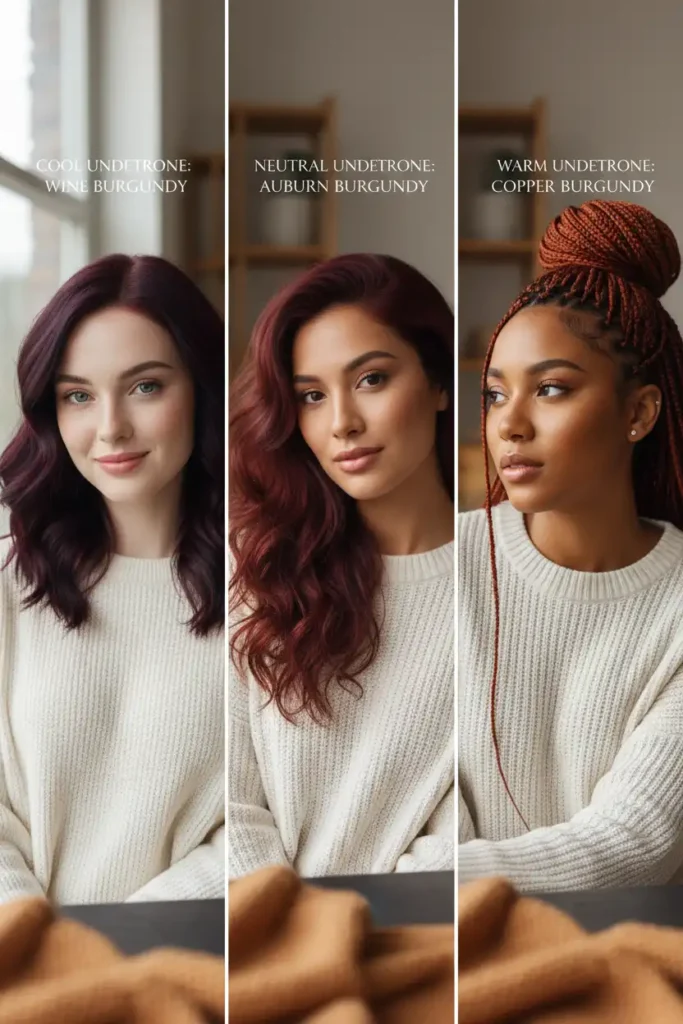 Finding the right burgundy shade for your exact skin tone