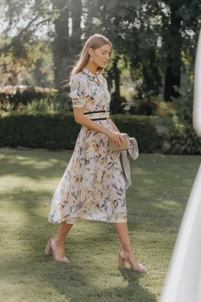 Garden Party Wedding Outfit Ideas When You Are Standing on Grass