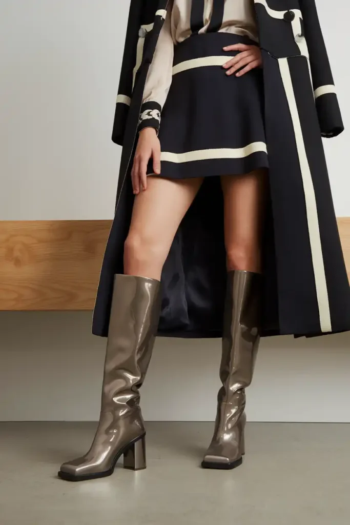 Glam icon outfit: influencer aesthetic outfits with tall boots