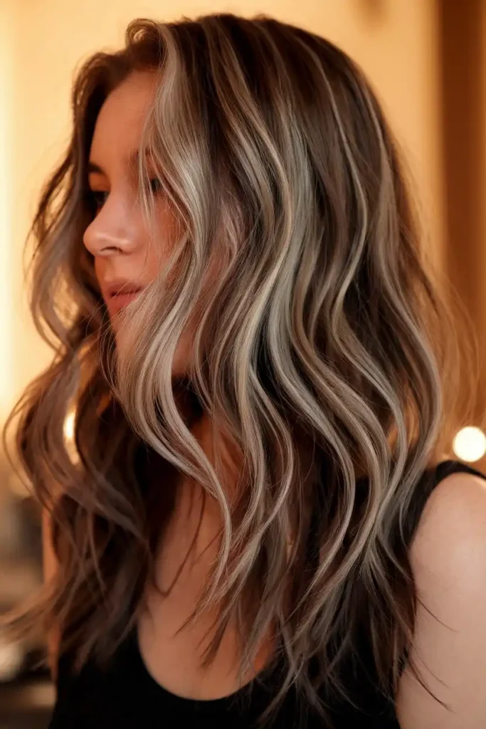 Hazelnut Highlights On Brown Hair for Soft Contrast