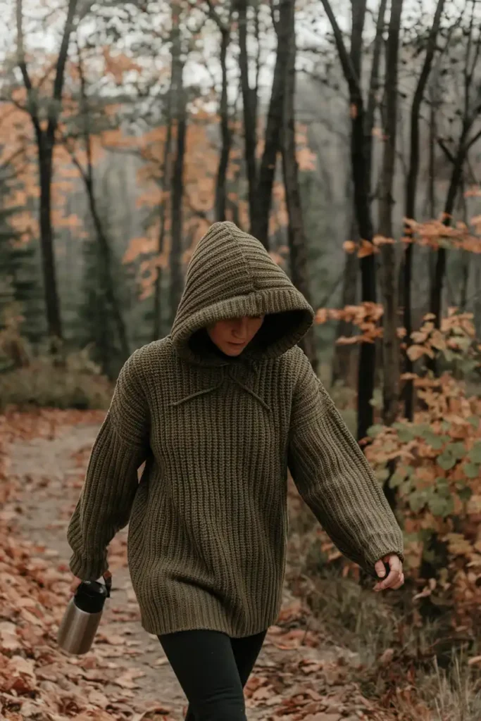 Knit Sweater With Hood for Outdoor Weekends