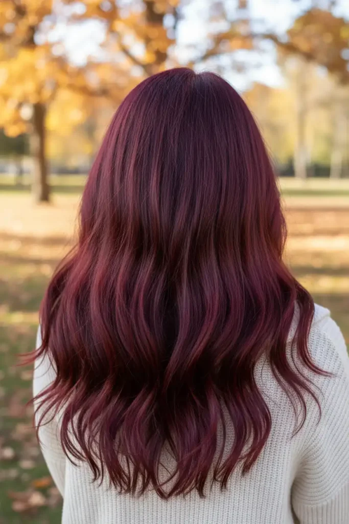 Long burgundy hair: how to keep the color even from root to tip