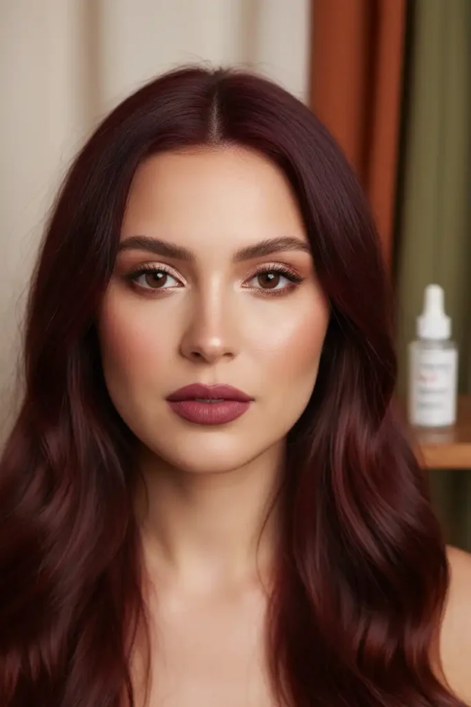 Makeup that pairs with burgundy hair without overdoing the color