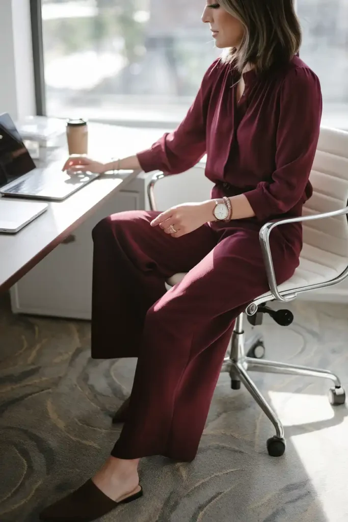 Maroon Work Outfits That Still Feel Comfortable