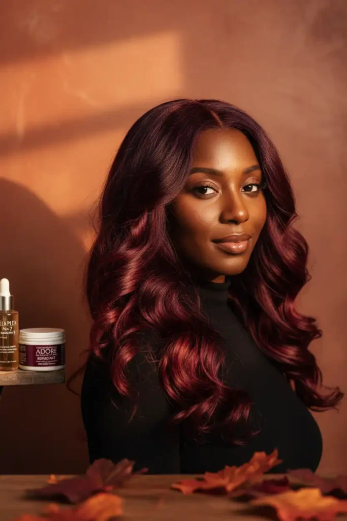 Maroon hair on dark skin: the combination that deserves more attention