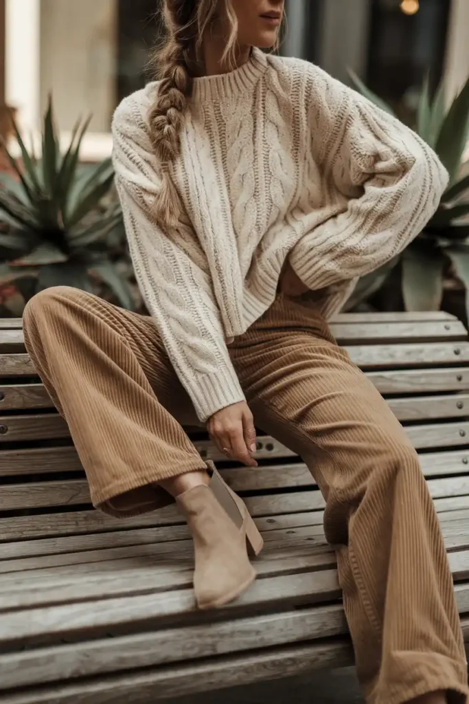 Mixing Textures with a Corduroy and Knit Outfit