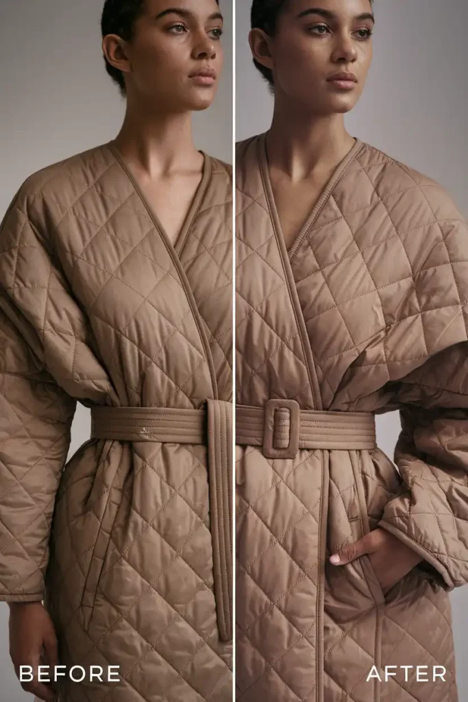 Not Cinching a Quilted Wrap Jacket at the Waist