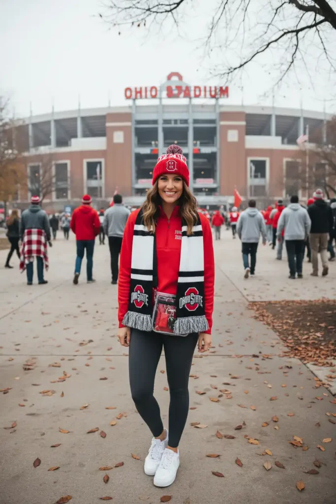 Ohio State Gameday Outfit Ideas in Scarlet and Gray