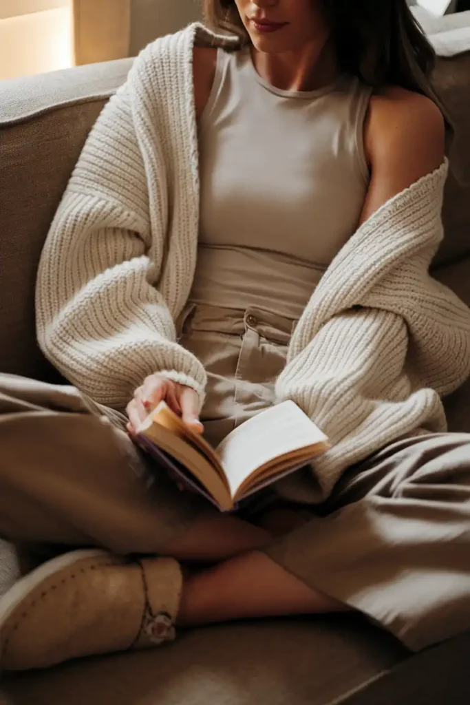Oversized Cardigan Styling With Khaki Pants