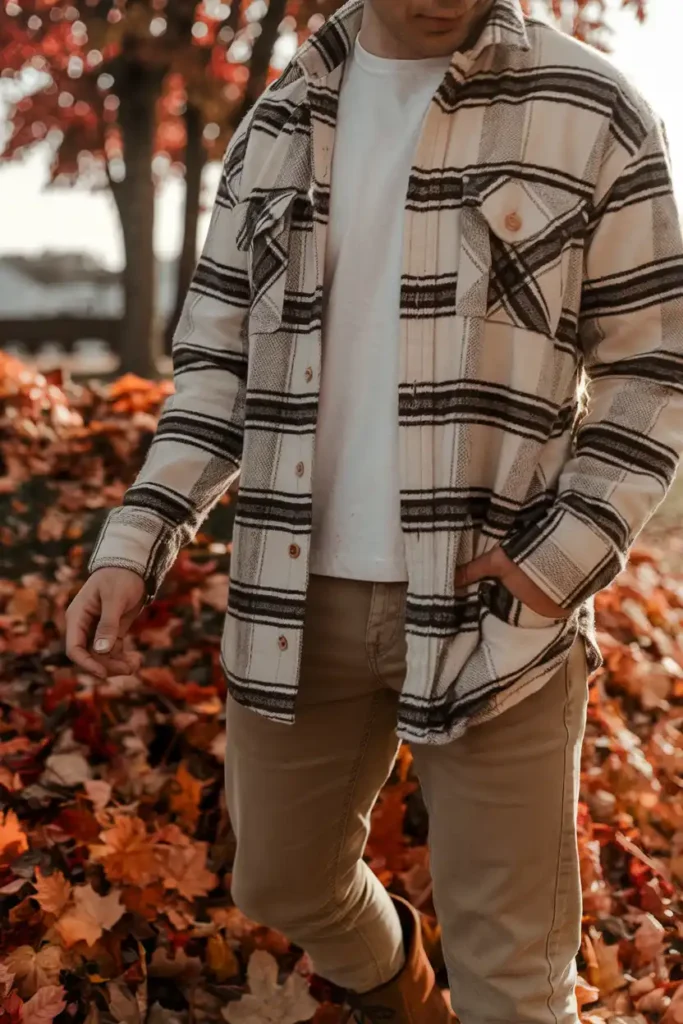 Plaid Shirt and Khaki Pants for Classic Fall Style