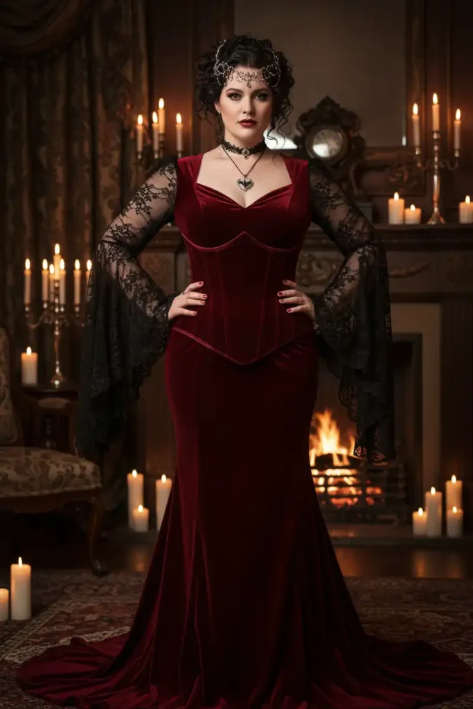 Plus Size Victorian Vampire Outfit Styling