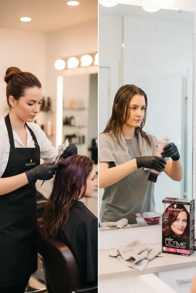 Salon color vs at-home burgundy dye kits