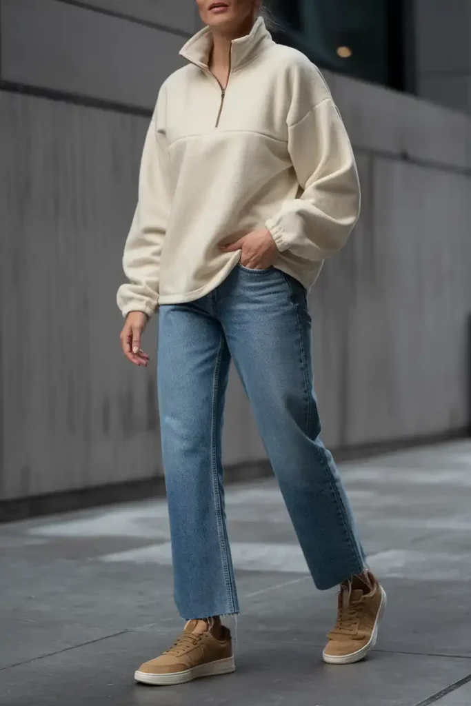 Straight Leg Jeans and a Half Zip, Every Single Time