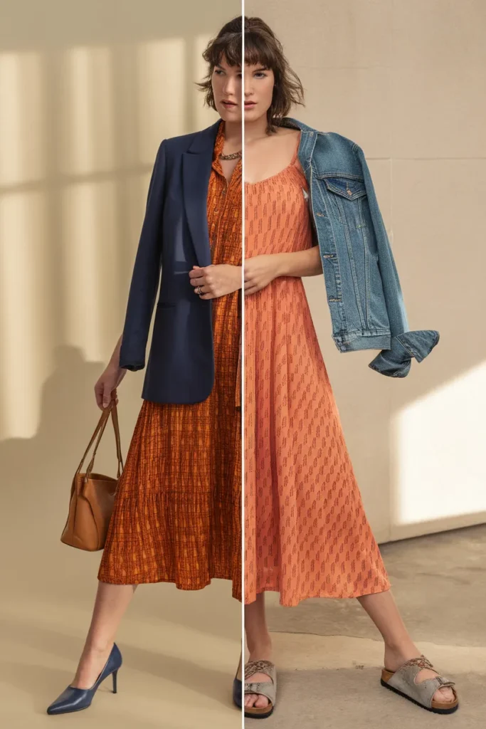 Styling a dress from the 70s for work and weekends