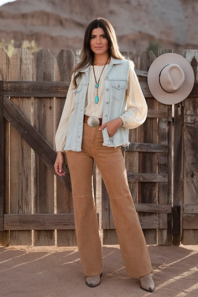 The Classic Jean Vest Meets Modern Western Aesthetic Outfit