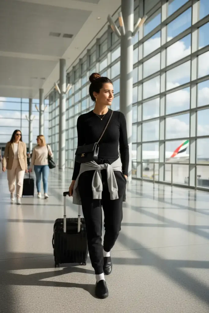 The Comfy Airport Outfit for a Long Flight