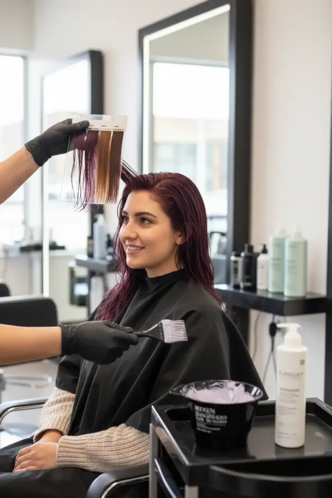 Transitioning out of burgundy hair when the season changes