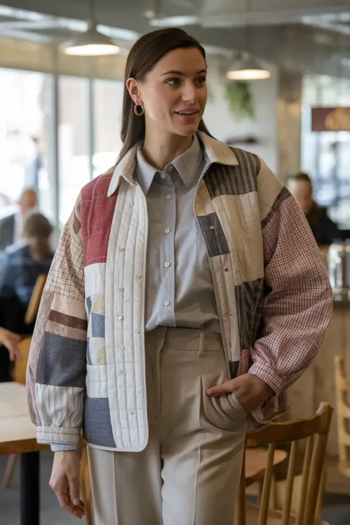 Treating a Casual Quilted Patchwork Jacket Too Casually
