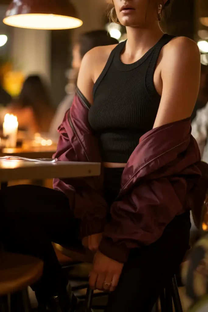 What to Wear Under a Burgundy Jacket Outfit for Dinner