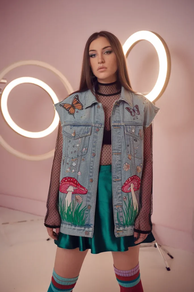 Whimsical Baddie Style With A Painted Or Patched Vest